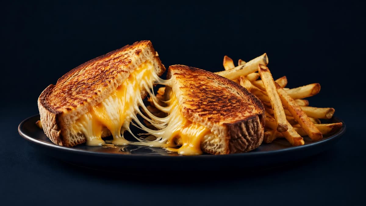 Grilled cheese sandwich and fries