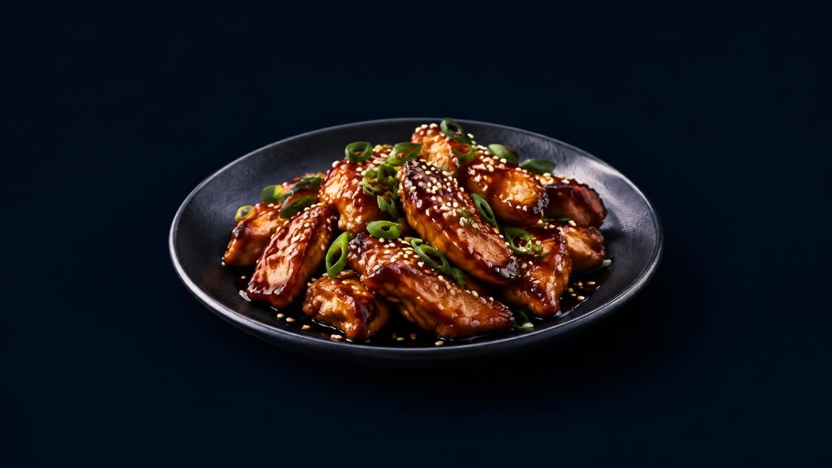 Teriyaki chicken with sesame and green onion